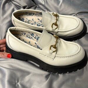 White Platform Gucci loafers